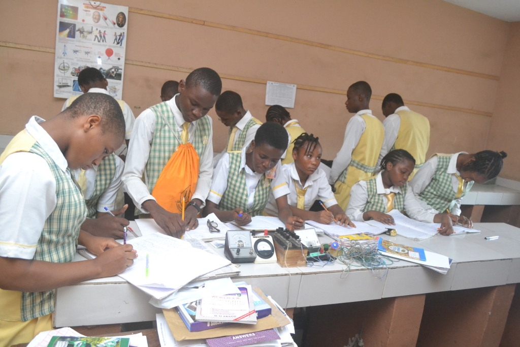 Students undergoing practical